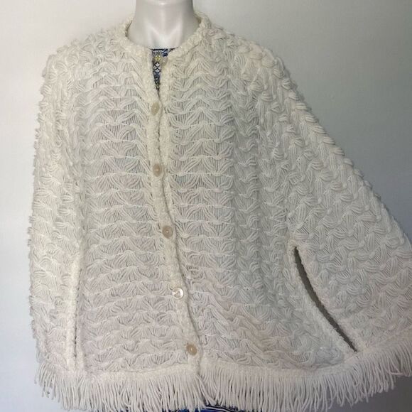 Artisan Vintage 50s 60s Knit Poncho Sweater Cape 70s - Picture 10 of 10